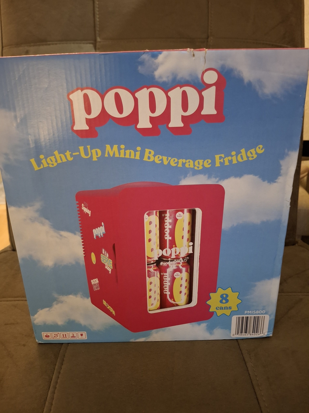 Poppi Pink Light-Up Mini  Beverage Fridge Chill 8 Cans/Use for Snacks/ Skincare
